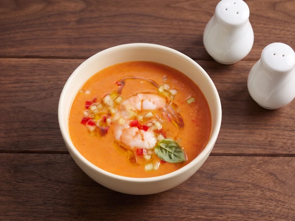 Prawn Salad Gazpacho Soup